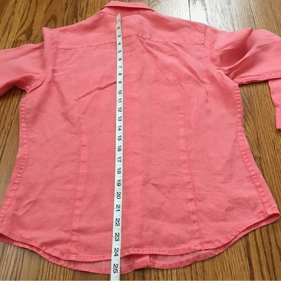 Talbots Linen Orange Button Up Long Sleeves Causal Relaxed Fit Shirt - Picture 12 of 14